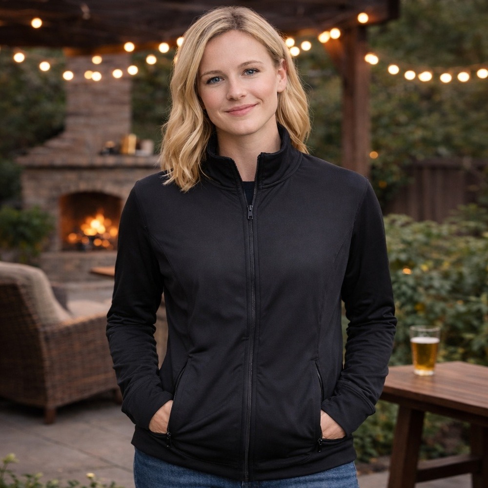 LSKD‎ Womens Black Performance Track Jacket Full Zip Thumbholes XXL